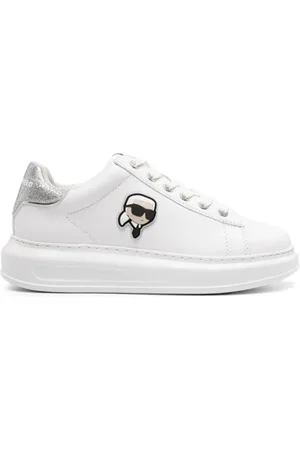Karl Lagerfeld Sneakers, female, , Size: 7 US Glitter Detail Leather Sneakers
