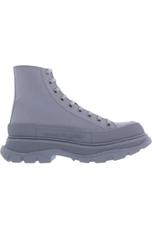 Alexander McQueen Lace-up Boots, male, , Size: 7 US Slick Band MelangeSilver Sneakers