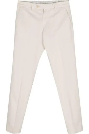 LUIGI BORRELLI NAPOLI Slim-fit Trousers, male, , Size: W36 Cream Twill Weave Slim Cut Trousers