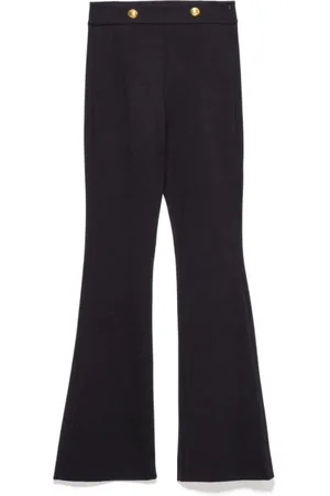 GAËLLE Wide Trousers, female, , Size: S Straight Pants in Milano Stitch with Logo Buttons