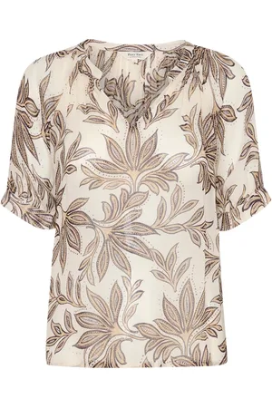 Part Two Blouses, female, , Size: M Black Delicate Leaf V-Neck Blouse