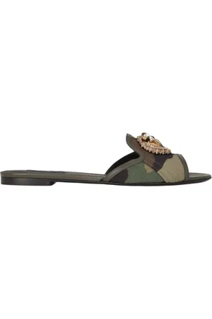 Dolce & Gabbana Sliders, female, , Size: 5 1/2 US Army Camouflage Heart Slide Sandals