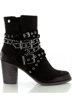 Twin-Set Heeled Boots, female, , Size: 9 US Leather Heeled Boots with Unique Strap Detail