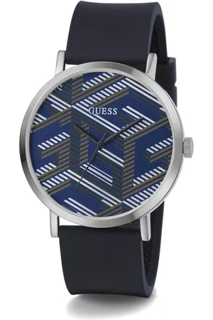 Guess Watches, male, , Size: ONE SIZE Blue and Silver Bossed Watch