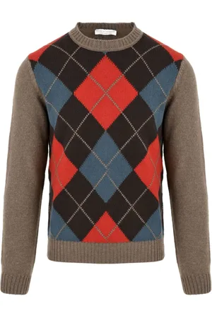 FILIPPO DE LAURENTIIS Round-neck Knitwear, male, , Size: 2XL Red Diamond Sweater for Men