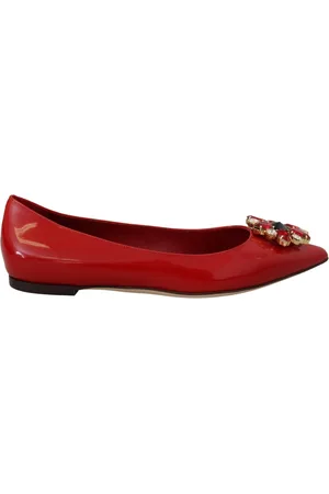 Dolce & Gabbana Ballerinas, female, , Size: 6 1/2 US Leather Crystal Loafers Flats Shoes
