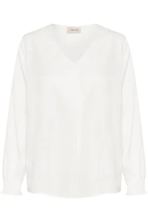 Cream Blouses, female, , Size: M Puff Sleeve V-Neck Blouse Snow