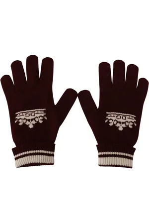 Dolce & Gabbana Gloves, male, , Size: 9 IN White Crown Cashmere Gloves - Elegant and Warm