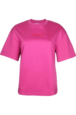 Lanvin T-Shirts, female, , Size: S Fuchsia Cotton Oversized Crew Neck Shirt