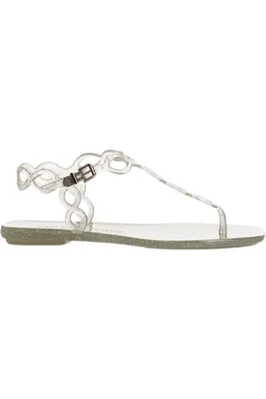 Sergio Rossi Flat Sandals, female, , Size: 9 US Mermaid Transparent Glitter Sandals