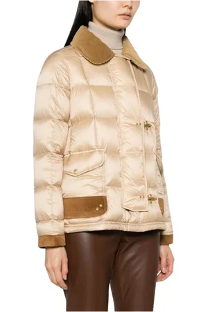 FAY Winter Jackets, female, , Size: L Quilted Coat with Leather Trim