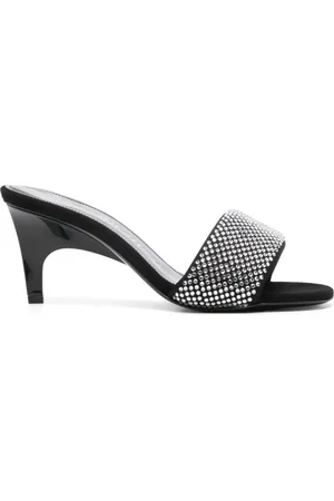 The Attico Heeled Mules, female, , Size: 7 US Silver Crystal Embellished Sandals