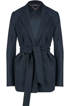 Tommy Hilfiger Blazers, female, , Size: L Classic Wool Blend Belted Blazer