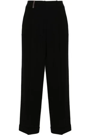 PESERICO SIGN Cropped Trousers, female, , Size: M Straight Trousers Embossed Finish