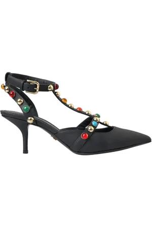 Dolce & Gabbana Pumps, female, , Size: 9 US Leather Embellished Heel Sandals