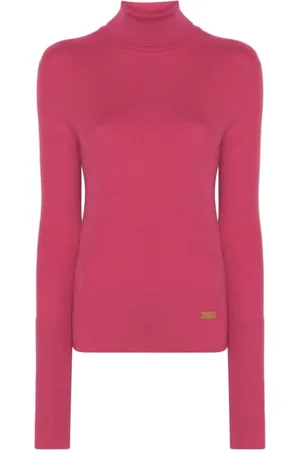 Balmain Turtlenecks, female, , Size: L Fuchsia Jersey Sweater