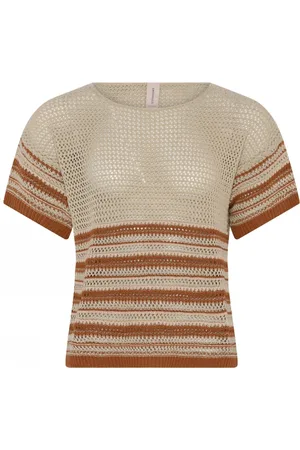 Skovhuus Blouses, female, , Size: M Striped Openwork Brick Red Blouse