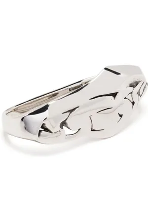 Alexander McQueen Rings, male, , Size: S Molten Chain Double Ring