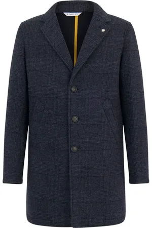 Manuel Ritz Single-Breasted Coats, male, , Size: 2XL Blue Wool Blend Coat Single-Breasted