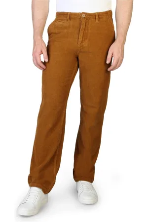 Napapijri Straight Trousers, male, , Size: W30 Striped Cotton Trousers with Button Fastening