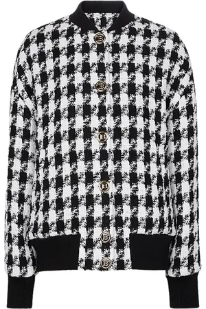 Balmain Cardigans, female, , Size: XS and White Houndstooth Bomber Jacket