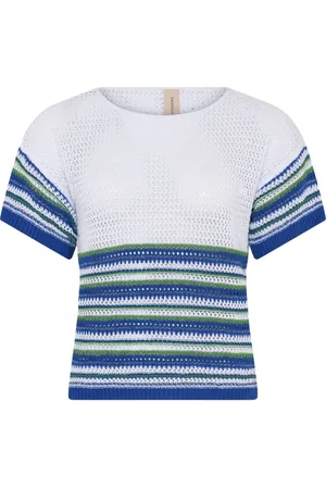 Skovhuus Blouses, female, , Size: L Striped Short Sleeve Openwork Blouse