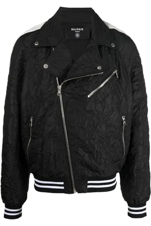 Balmain Bomber Jackets, male, , Size: XL Casual Bomber Jacket with Ribbed Trims