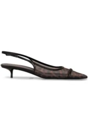 Saint Laurent Pumps, female, , Size: 8 1/2 US Animal-Print Mesh Slingback Pumps
