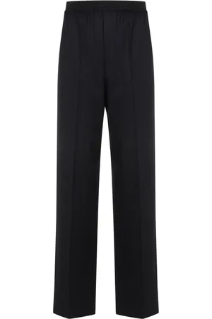 Bottega Veneta Straight Trousers, female, , Size: XS Blue Striped Wool Wide-Leg Trousers