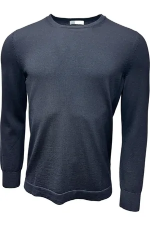 Gran Sasso Round-neck Knitwear, male, , Size: XL Navy Merino Athleisure Sweater
