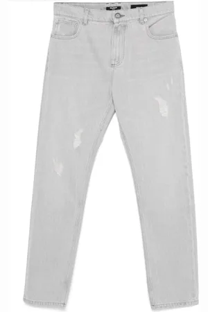 Balmain Slim-fit Jeans, male, , Size: W31 Grey Distressed Denim Jeans