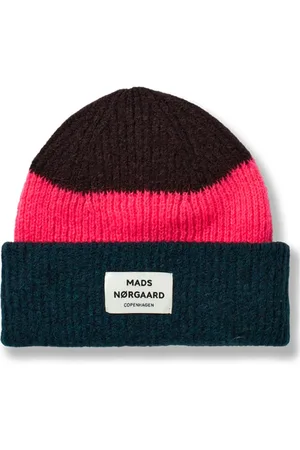 Mads Norgaard Beanies, female, , Size: ONE SIZE Striped Knit Hat