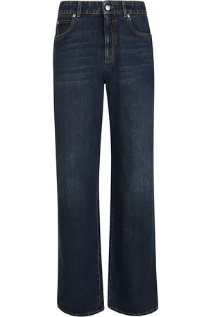 Alexander McQueen Wide Jeans, female, , Size: W28 Indigo Denim Wide Leg Jeans