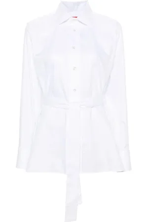 FARFETCH Shirts, female, , Size: M Cotton Shirt with Tie-Fastening Strap
