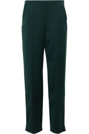 Giorgio Armani Slim-fit Trousers, female, , Size: XL Forest Wool Blend Trousers
