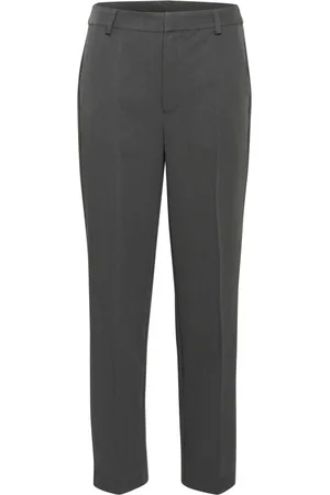 Kaffe Straight Trousers, female, , Size: 2XL High-Waisted Straight-Leg Zipper Pants Black