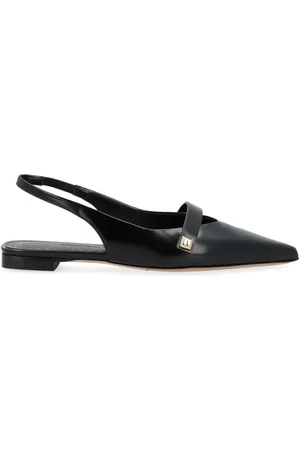Max Mara Flat Sandals, female, , Size: 6 US Leather Flat Sandal with Slingback Design