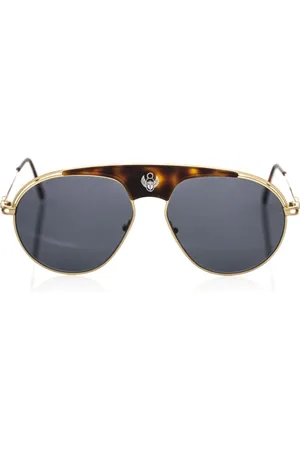 FRANKIE MORELLO Sunglasses, male, , Size: ONE SIZE Shield Sunglasses Metal Profile Havana Lens