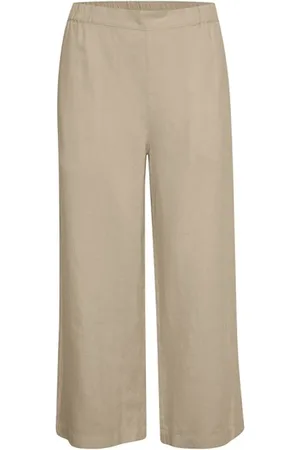 Part Two Wide Trousers, female, , Size: L Cropped Wide Fit Linen Trousers