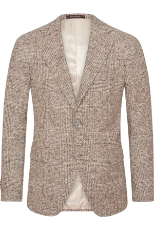 Oscar Jacobson Blazers, male, , Size: XL Slim Fit Checkered Blazer