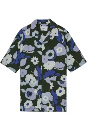 NN.07 Short Sleeve Shirts, male, , Size: L Floral Print Viscose Polo Shirt