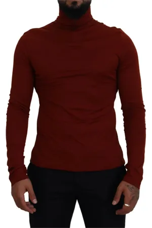 Dolce & Gabbana Turtlenecks, male, , Size: S Elegant Maroon Collar Zip Sweater