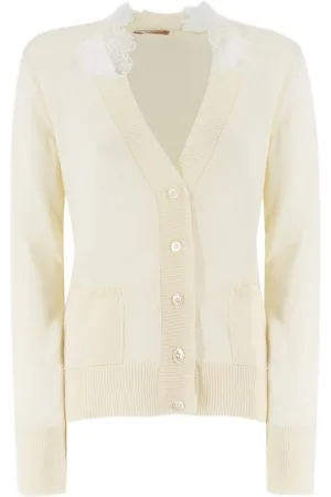 ERMANNO SCERVINO Cardigans, female, , Size: S Lace Applique V-Neck Cardigan