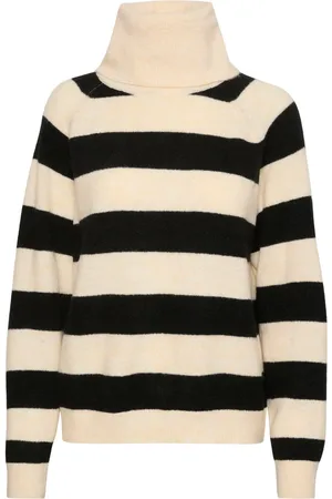 Saint Tropez Turtlenecks, female, , Size: XL Striped Rollneck Pullover Sweater