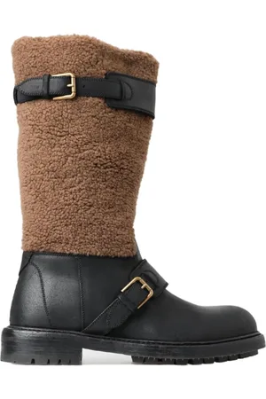 Dolce & Gabbana Winter Boots, male, , Size: 6 US Luxury Shearling Leather Long Boots
