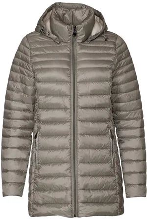 Danwear Down Jackets, female, , Size: 3XL Quilted Light Down Jacket in Green/Sand