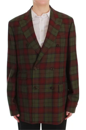 Bencivenga Blazers, female, , Size: 2XL Elegant Double-Breasted Wool Blazer with Check Pattern