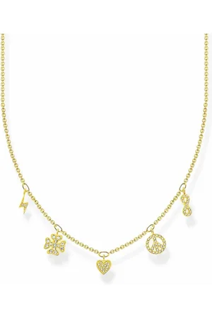 Thomas Sabo Necklaces, female, , Size: ONE SIZE Womens necklace with pendants chain with symbols gold Ke2123-414-14-L42V