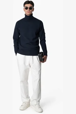 Quotrell Turtlenecks, male, , Size: M Navy Knitted Sweater Men