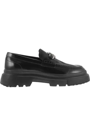 Hogan Loafers, male, , Size: 10 US Contemporary Leather Loafer with Ribbed Detailing
